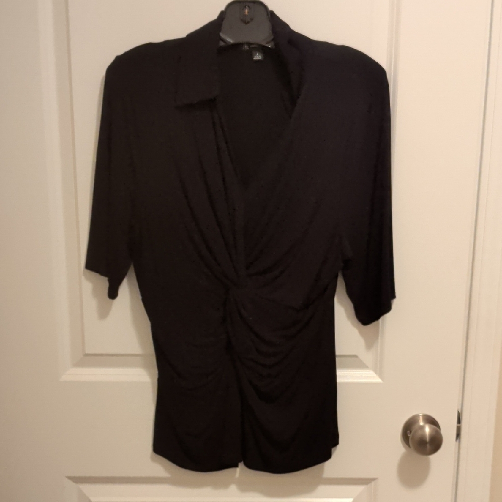 INC International Concepts Black Ruched Blouse